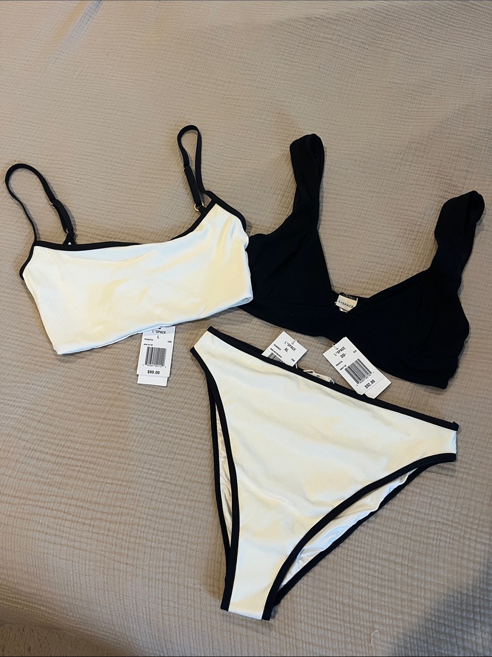 Three Piece LSpace Black & White Bikini Set